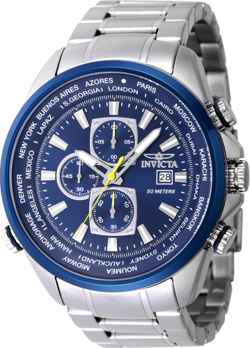 Orologio Uomo Invicta Aviator 47820 – Quarzo, Cassa 50mm Acciaio, Quadrante Nero, Cinturino In Acciaio