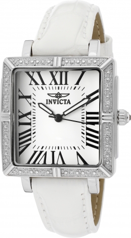 Invicta Womens Watch 33mm White Square Dial Black Leather 12410 New Battery Invicta Wildflower Diamond Watch Womens 32mm Square Dial  main image 2
