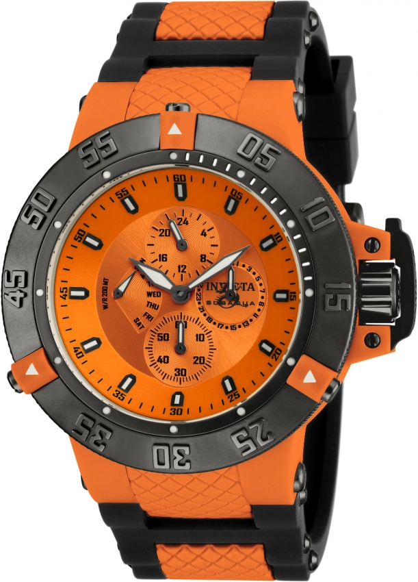 black and orange invicta watch