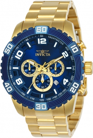 Invicta Pro Diver Men 48mm Stainless Steel Gold Black Dial Chronograph  Quartz Watch 37228 