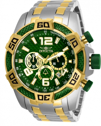 Invicta Men's 50mm Pro Diver Black Carbon Fiber buy Dial Green Tone SS Watch 38753