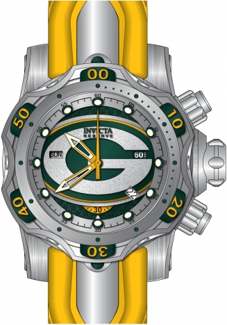 Invicta Nfl Green Bay Packers Quartz Silver Dial Watch in Black for Men