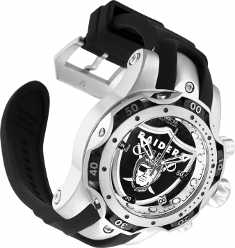 Women's NFL Silicone with Stainless Steel Barrel Inserts Black (Las Vegas  Raiders ) Dial Watch