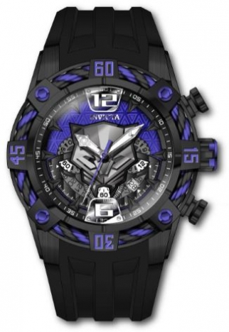 Invicta 35121 Purple Black Dial Black Silicone Band Marvel Black