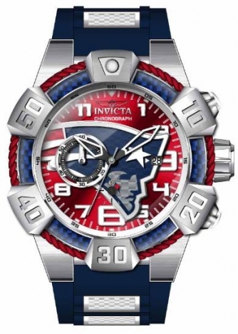 Invicta NFL New England Patriots Men's Watch - 53mm, Steel, Blue, Red (41432)