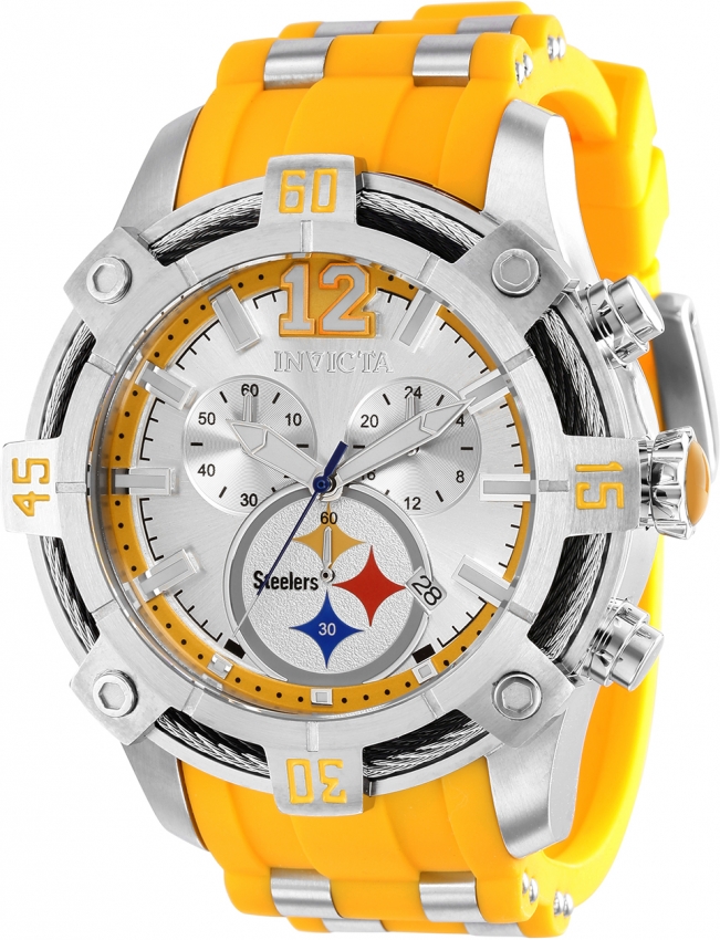 Invicta NFL Pittsburgh Steelers Men's 52mm Silicone Chronograph Watch 35862