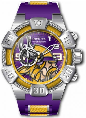 Invicta NFL Minnesota Vikings Purple Dial Men's Watch 35868 886678439034 -  Watches, NFL - Jomashop