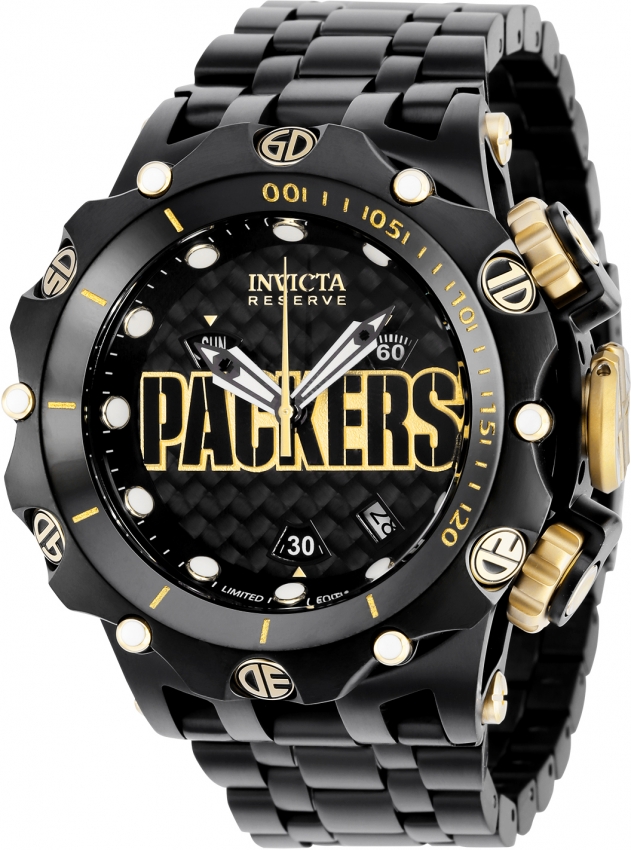 Invicta Nfl Green Bay Packers Quartz Silver Dial Watch in Black