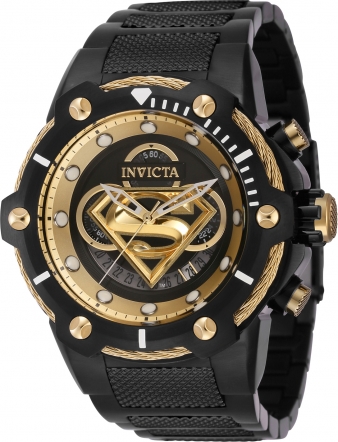 Invicta black and online gold watch