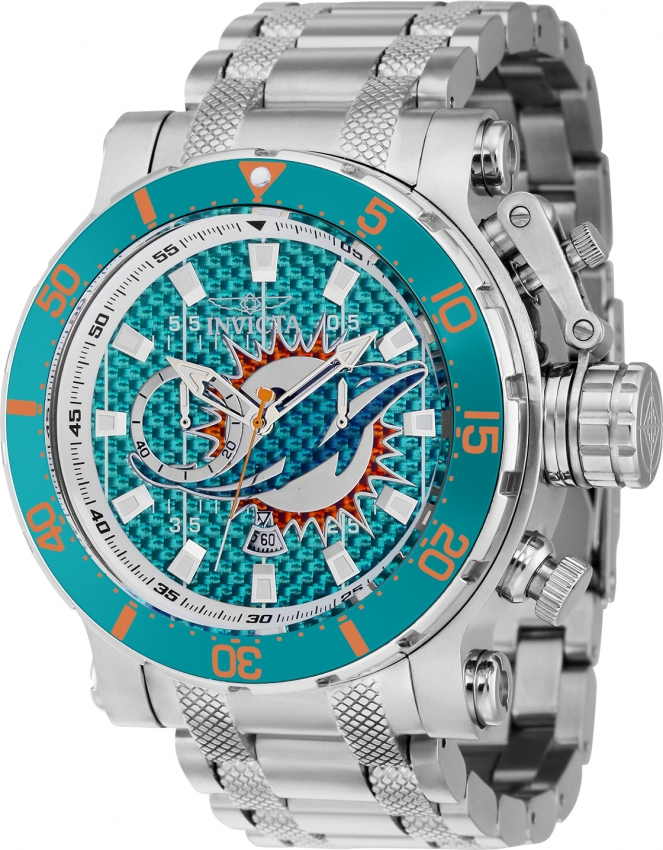 Invicta Nfl Miami Dolphins Quartz Orange Dial Watch in Blue for