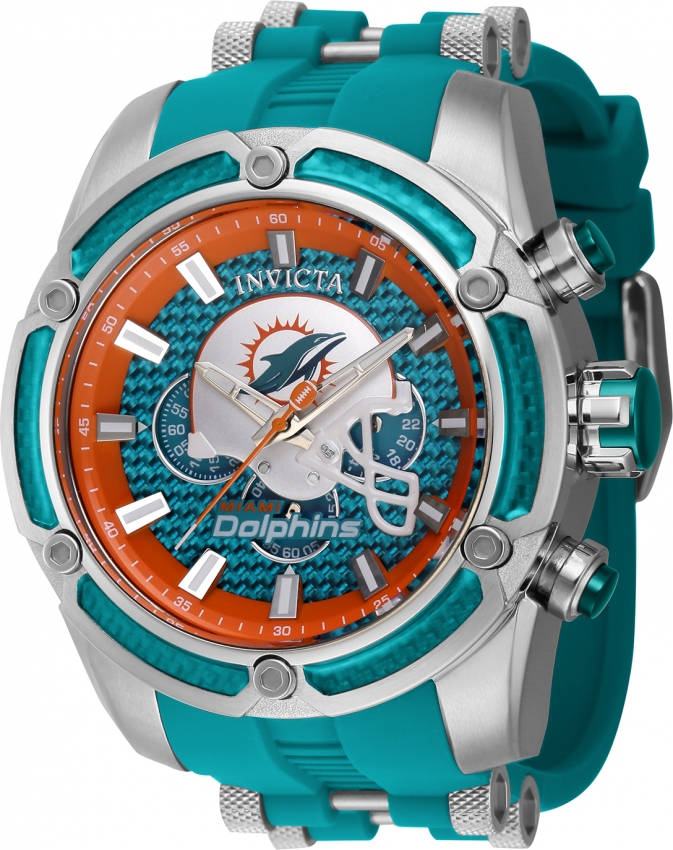 Invicta Nfl Miami Dolphins Quartz Orange Dial Watch in Blue for Men