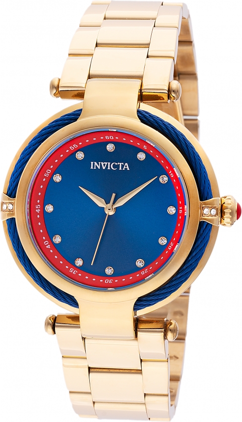 Invicta Bolt Lady Two Tone Rose Gold Black Dial Cable Bezel Blue Cabochon Watch Invicta Ladies Professional Two-Tone Stainless Steel Navy  main image 3