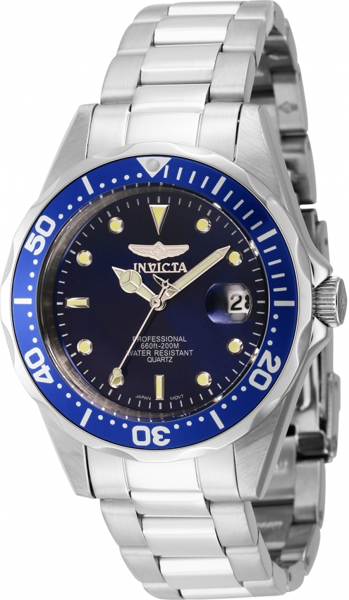 Invicta Men's Watch Pro Diver Quartz Dive Blue Dial Silver Tone